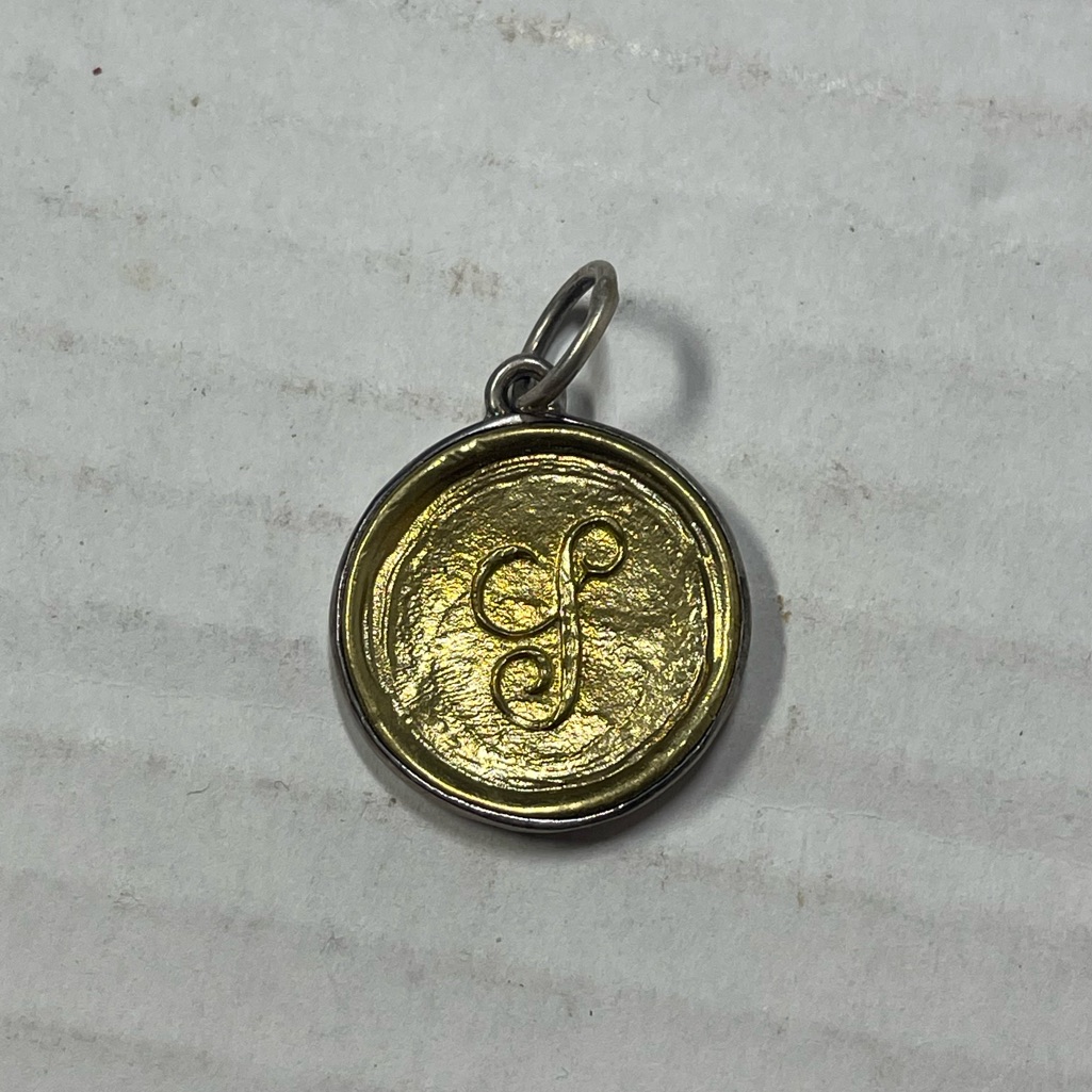 Waxing Poetic Sterling Silver Scroll Wax Seal Letter J Initial Charm Pendant 925